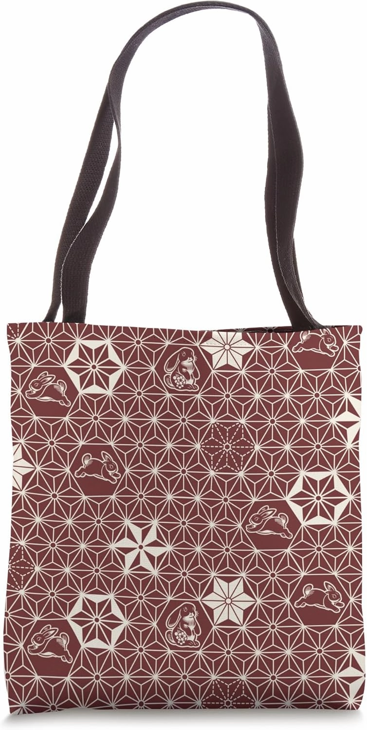 Holland Lop Rabbit Cute Traditional Japanese Pattern - Red Tote Bag
