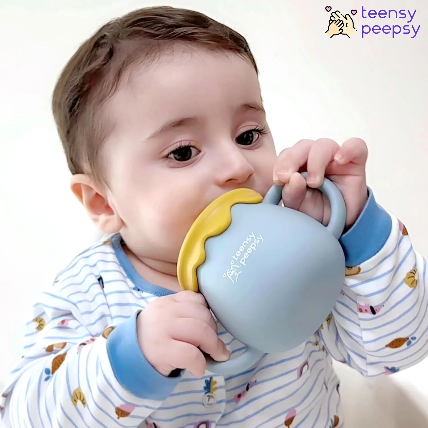 Honey Jar Pot 3-in-1 Silicone Training Cup 8.5oz, Unisex Baby Sippy Cup with Straw & Snack Lid for 6 months  Break Resistant Straw Cup for Toddler Smoothie Drinkware (Sandy Beige)