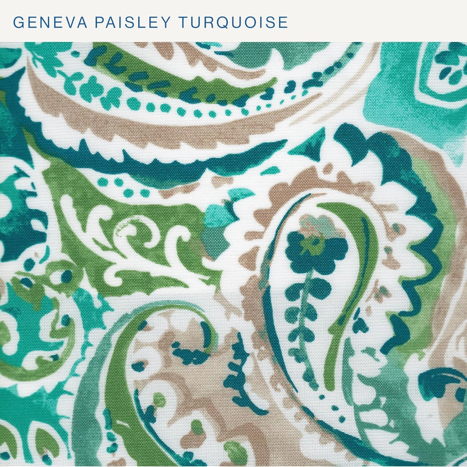 Honeycomb Essentials Outdoor Deep Seating Cushion, 24” x 24”, Geneva Paisley Turquoise Patio Chair Cushion