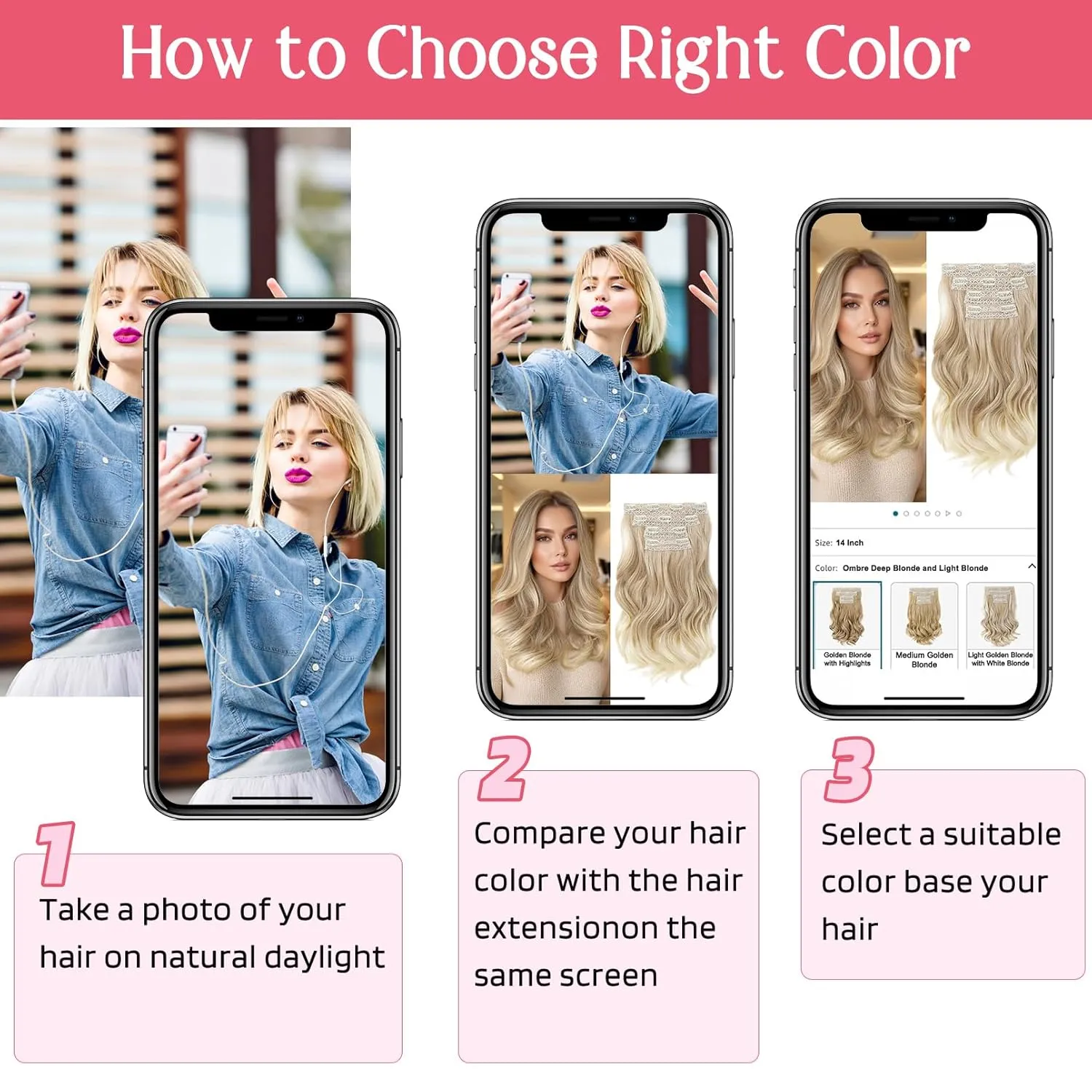 HOOJIH Clip in Hair Extensions 4PCS 14" Short Curly Clip on Hair Extensions Invisible Lace Weft Natural Soft Hairpieces for Women - Golden Blonde with Highlights