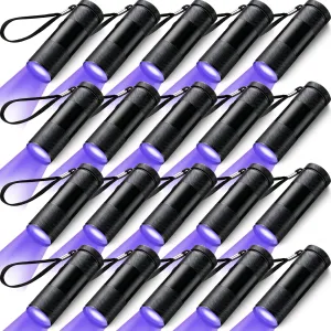 Hortsun UV Handheld Blacklight Flashlights, Portable Black Light 9 LED Mini Light Torch Detector for Dog Cat Pets Urine and Stains, Bed Bugs and Scorpion, Halloween Ghost Haunted House(15 Pcs)