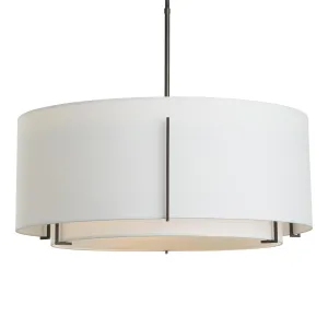 Hubbardton Forge 2008 Natural Iron Natural Anna Inner Shade & Natural Anna Outer Shade Multi Exos Large Double Shade Pendant