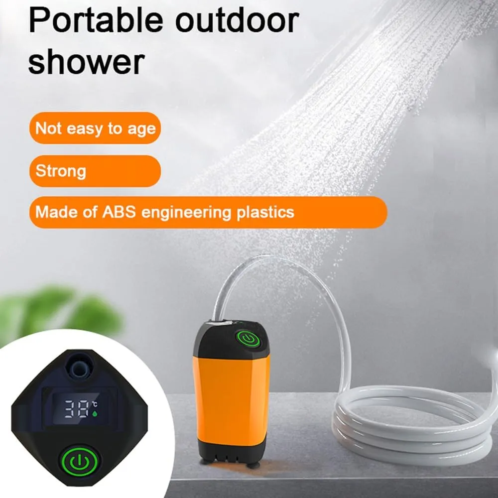 HXBER Portable Shower for Camping Electric Shower Pump IPX7 Waterproof for Camping Hiking Backpacking RV Travel Beach Pet Watering Outdoor Shower Kit
