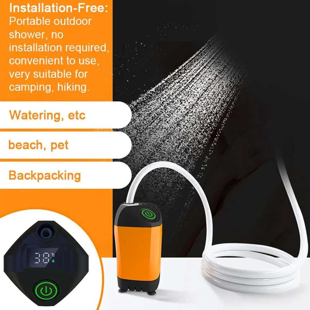 HXBER Portable Shower for Camping Electric Shower Pump IPX7 Waterproof for Camping Hiking Backpacking RV Travel Beach Pet Watering Outdoor Shower Kit
