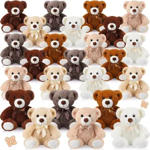 HyDren 24 Pcs Stuffed Animals Bears 14 Inch Baby Shower Bears Plush Toys Gifts for Wedding Birthday(Brown Series)