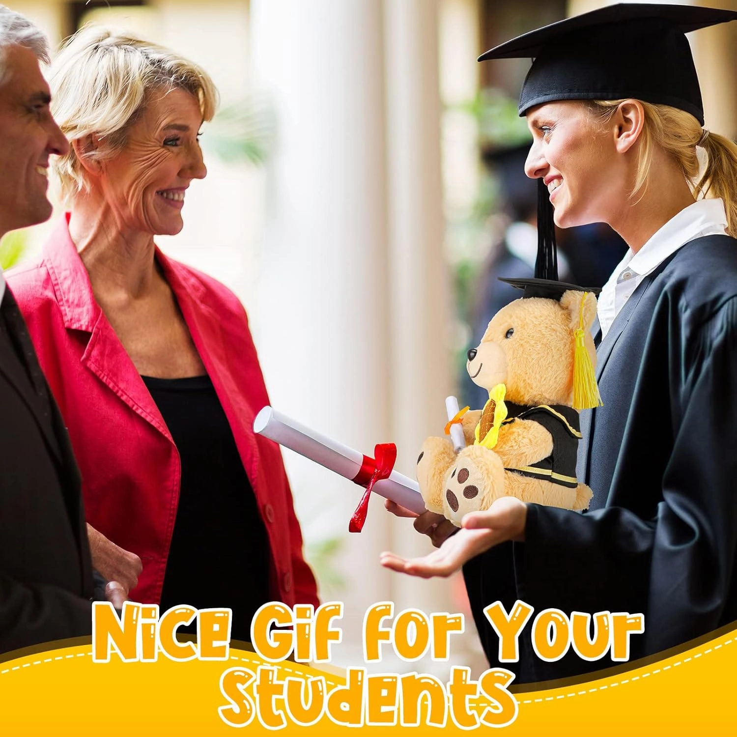 HyDren 2 Pack 10 Inch Graduation Stuffed Bear Animal, Class of 2025 Plush Bear Stuffed Animal with Graduation Cap and Sunflower Diploma for Kindergarten High School College Students Gifts