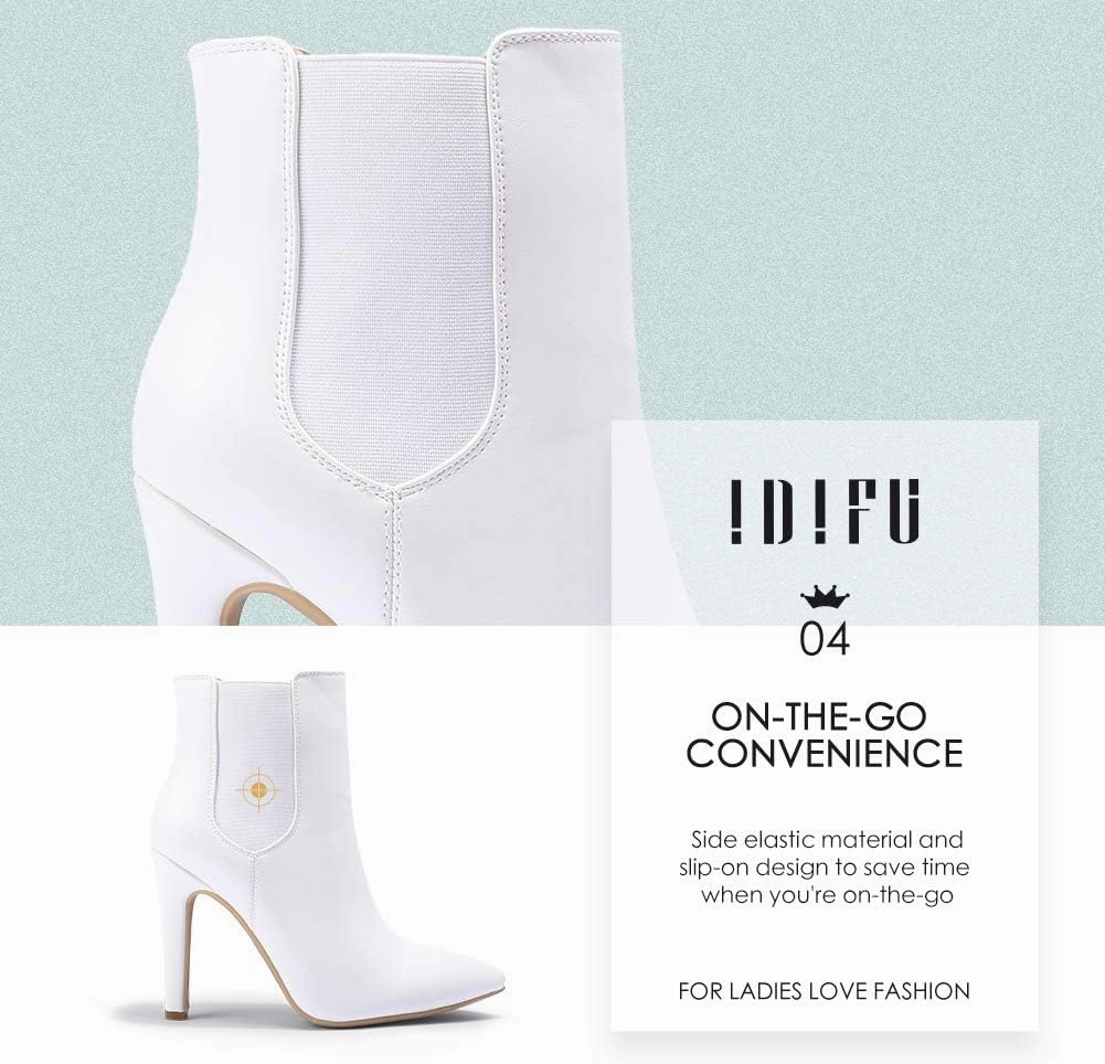 IDIFU Ankle Boots for Women High Heel Pointed Toe Boots Side Zipper Stiletto Booties