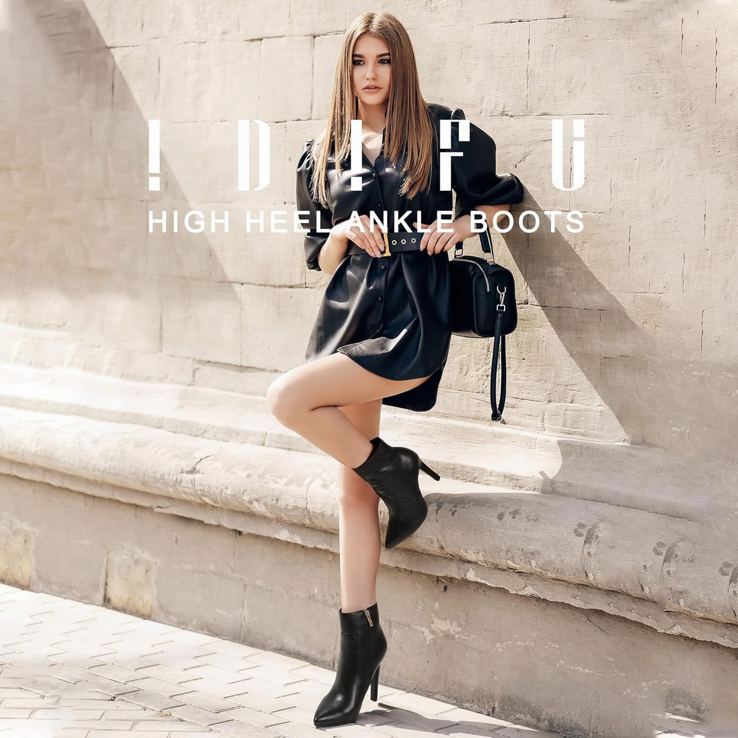IDIFU Ankle Boots for Women High Heel Pointed Toe Boots Side Zipper Stiletto Booties