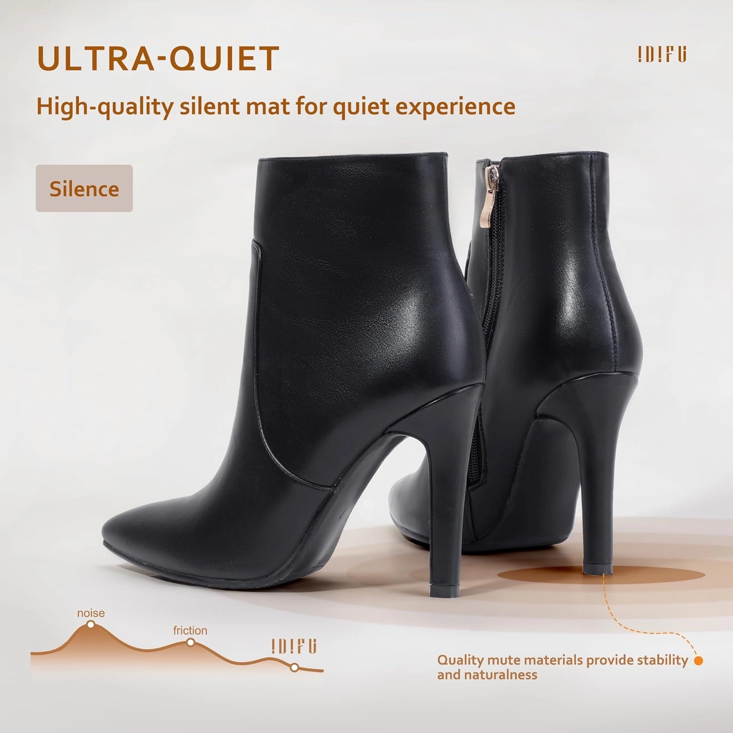 IDIFU Ankle Boots for Women High Heel Pointed Toe Boots Side Zipper Stiletto Booties