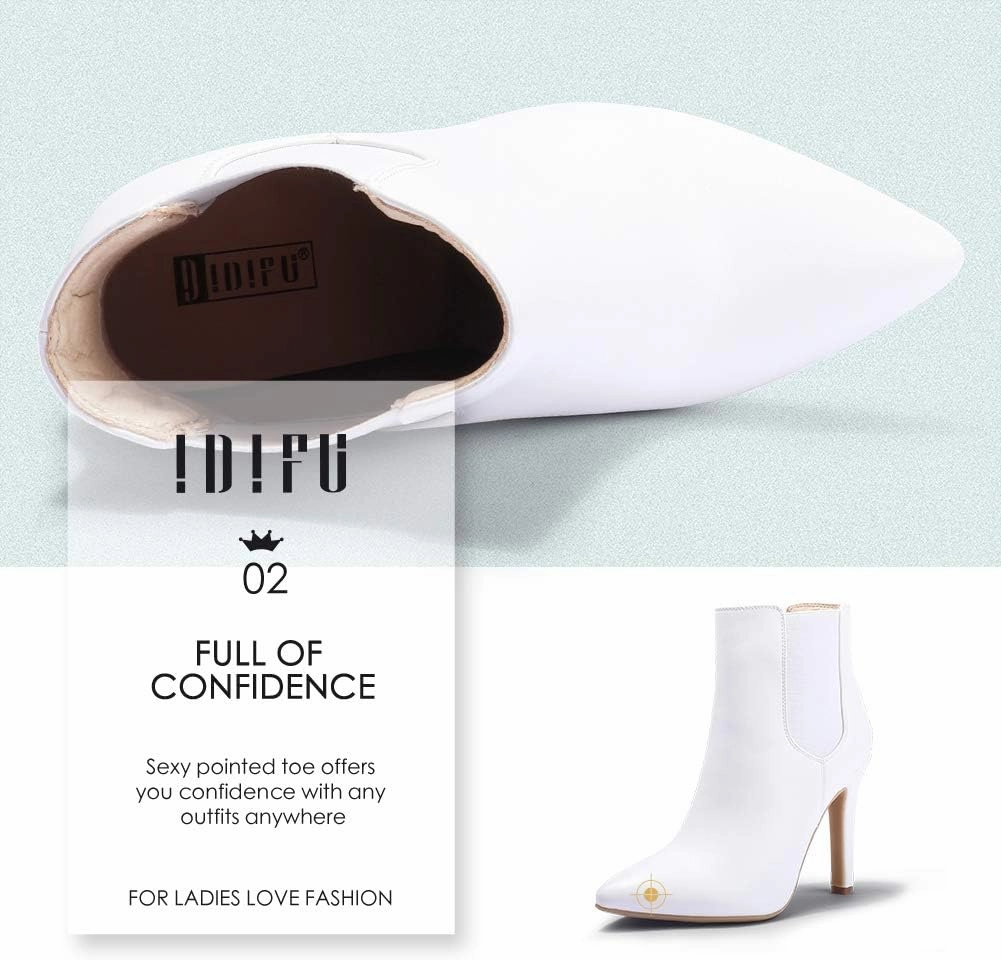 IDIFU Ankle Boots for Women High Heel Pointed Toe Boots Side Zipper Stiletto Booties