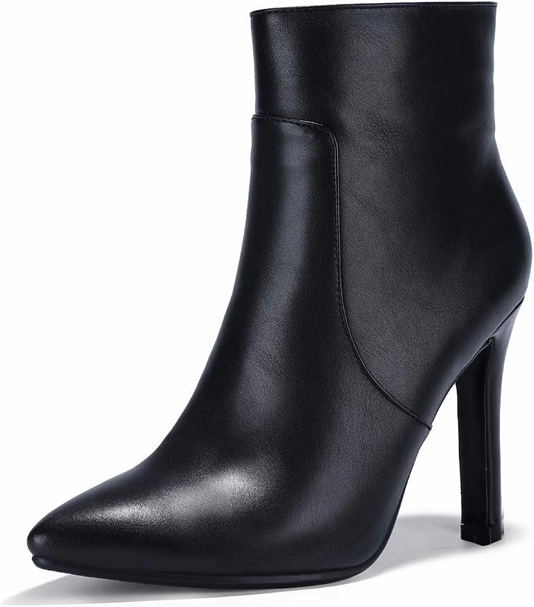 IDIFU Ankle Boots for Women High Heel Pointed Toe Boots Side Zipper Stiletto Booties