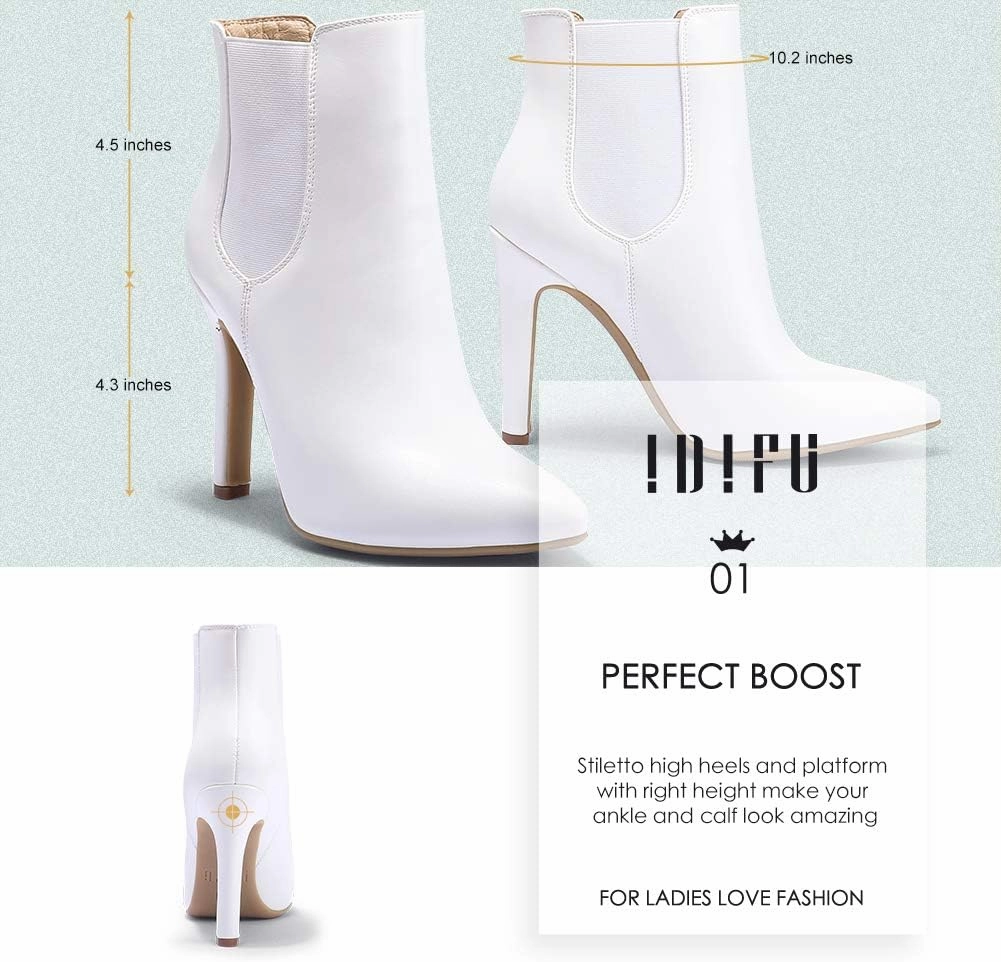 IDIFU Ankle Boots for Women High Heel Pointed Toe Boots Side Zipper Stiletto Booties