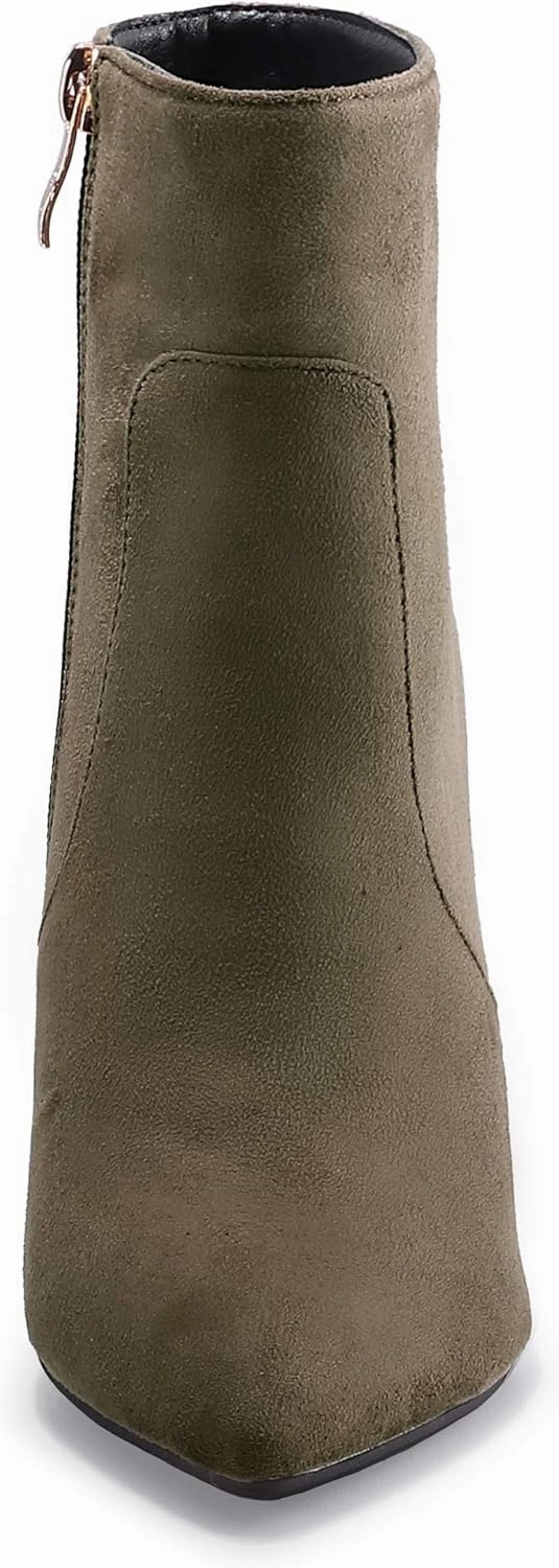 IDIFU Women's Fashion Ankle Boots Comfy Pointed Toe High Heels Side Zipper Booties