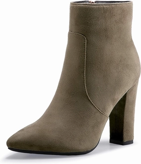 IDIFU Women's Fashion Ankle Boots Comfy Pointed Toe High Heels Side Zipper Booties