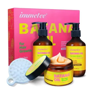 immetee Shampoo & Conditioner Set, Infused Batana Natural Ingredients, With Hair Mask and Massage Comb, Deep Moisturizing Treatment for Dry, Color-Treated Hair, 6.76 Fl Oz Each,4-Pack