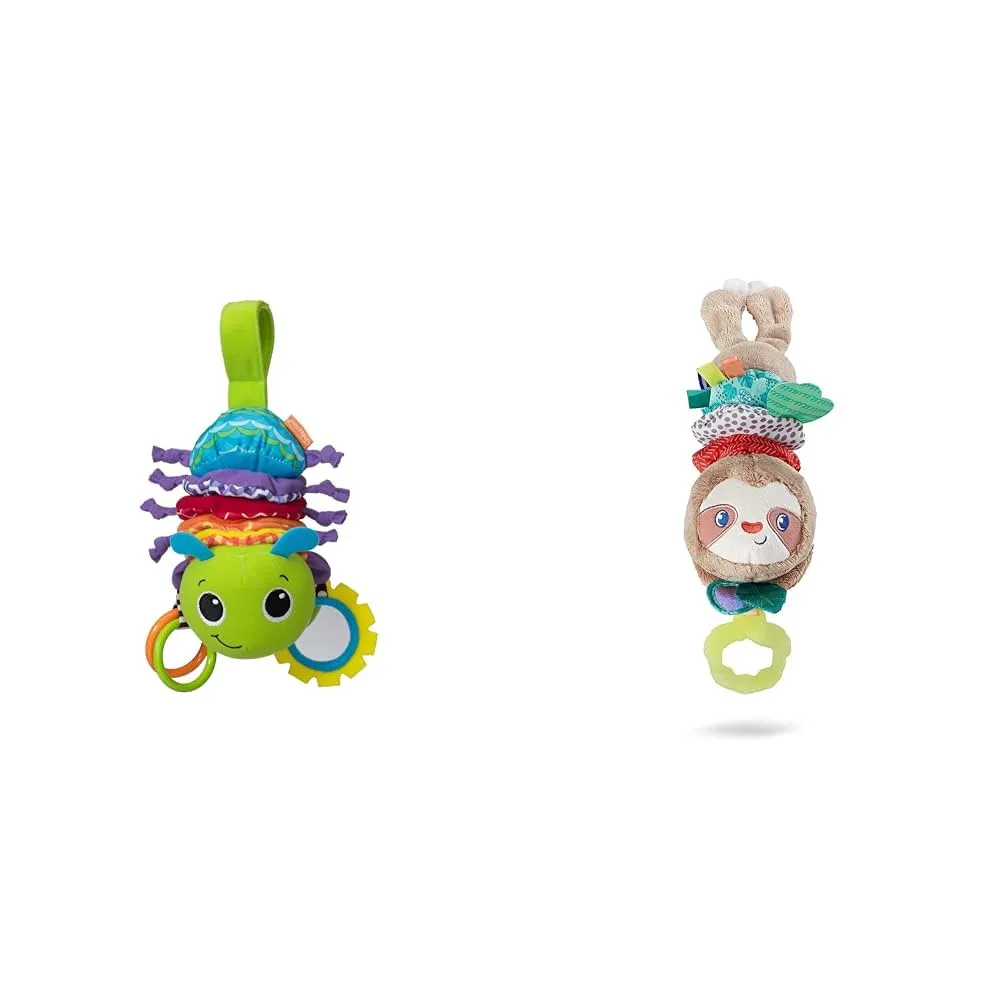 Infantino Musical Bug and Sloth Plush Toys with Textures, Music, and Activities for Babies 0  Months