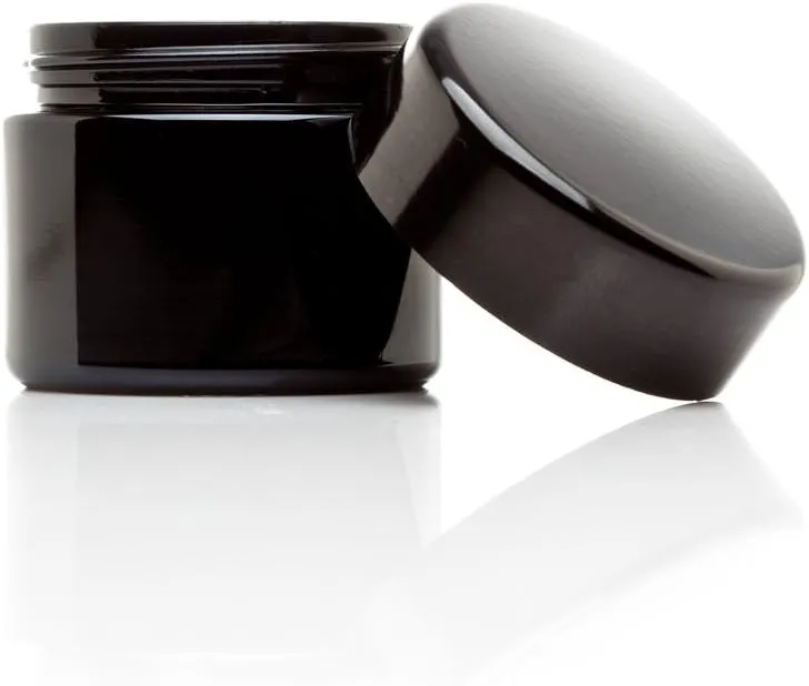 Infinity Jars Classic Black Glass Jar 50 ml (1.7 fl oz) Ultraviolet Airtight Smell Proof, Refillable Container, Screw top Jar for Long term storage Coffee, Spices, Tea, Dried Goods Jar for Kitchen