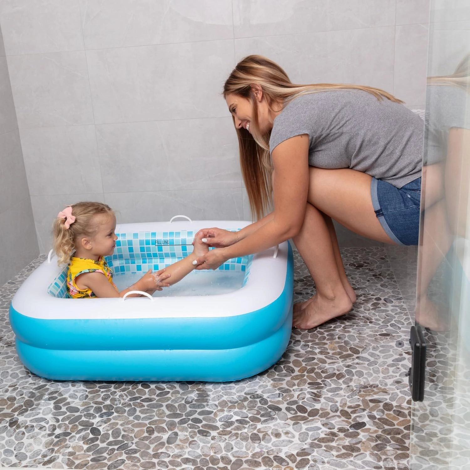 Inflatable Baby Pool for Toddlers 1-3 - Soft Floor, Handles & Drain - Small Kiddie Pool, Blow Up Bathtub & Ball Pit, Summer Outside Kid Water Toy Outdoor First Birthday Gift for Boys 1 2 3 Year Old