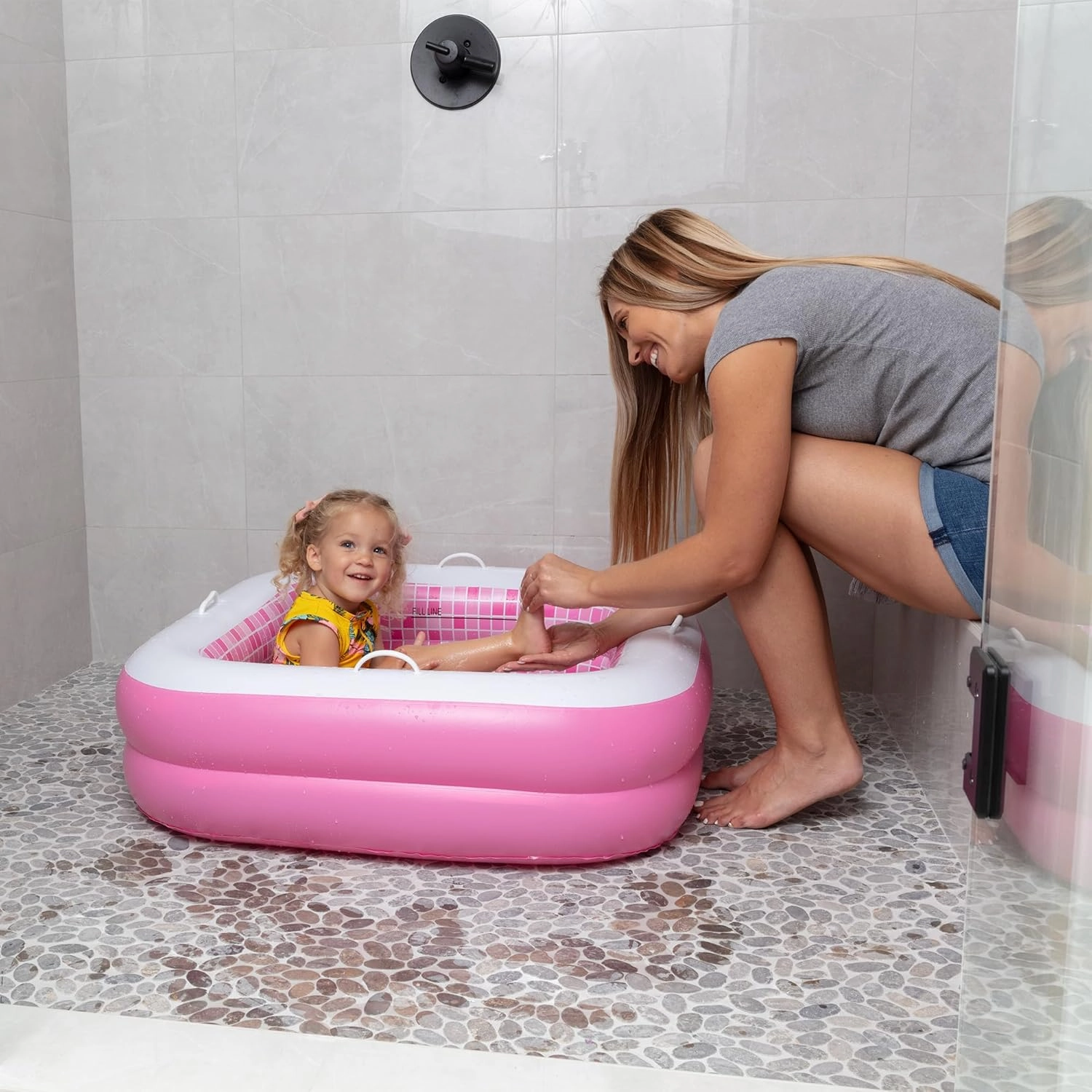 Inflatable Baby Pool for Toddlers 1-3, Soft Floor, Handles & Drain - Small Kiddie Pool, Blow Up Bathtub & Ball Pit, Summer Outside Kid Water Toy Outdoor First Birthday Gift for Girls 1 2 3 Year Old