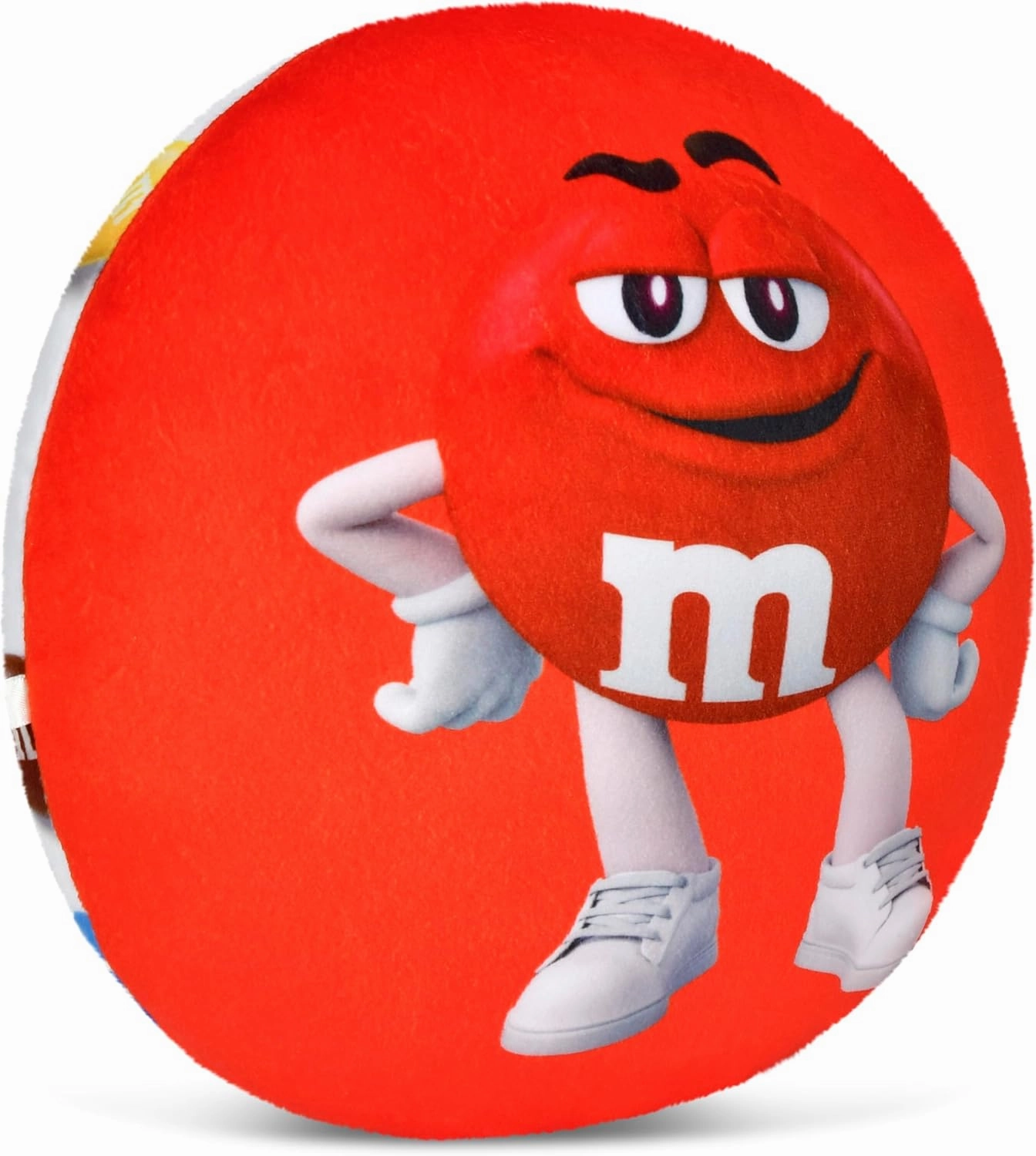 iscream M&M's 10.75" Mini Round Plush Fleece Double Sided Pillow, Red