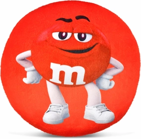 iscream M&M's 10.75" Mini Round Plush Fleece Double Sided Pillow, Red