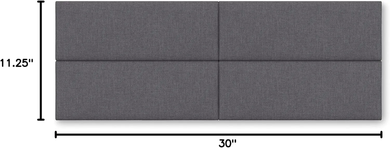 Jaxx Panelist Modern Padded Headboard – Set of 4 Wall Mounted Panels - Queen, Charcoal Microvelvet