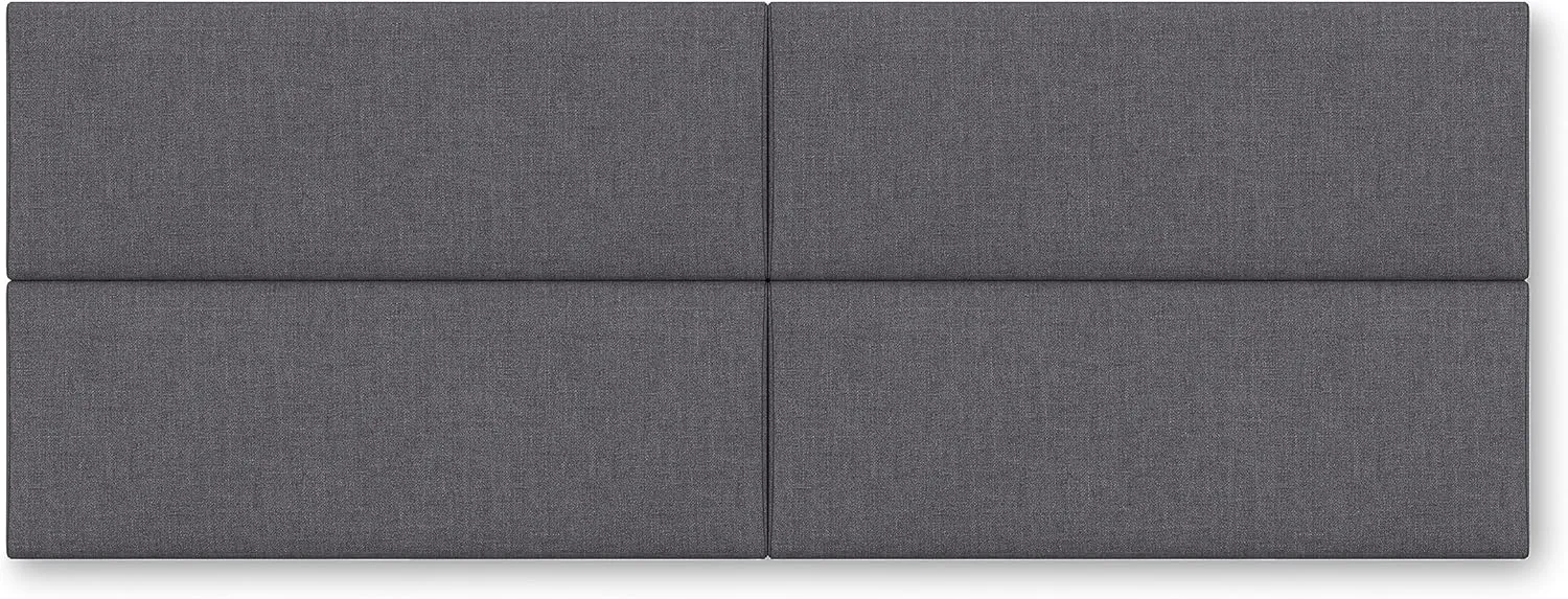 Jaxx Panelist Modern Padded Headboard – Set of 4 Wall Mounted Panels - Queen, Charcoal Microvelvet