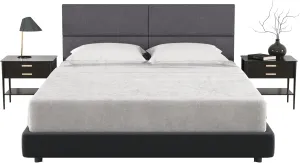 Jaxx Panelist Modern Padded Headboard – Set of 4 Wall Mounted Panels - Queen, Charcoal Microvelvet