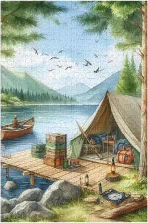 Jigsaw Puzzles 1000 Piece for Adults Outdoor Fishing Tent Fun Puzzle Educational Family Game Toys Adults Home Decoration Colorful Puzzle Gift for Women Men 29.5x19.7 Inch