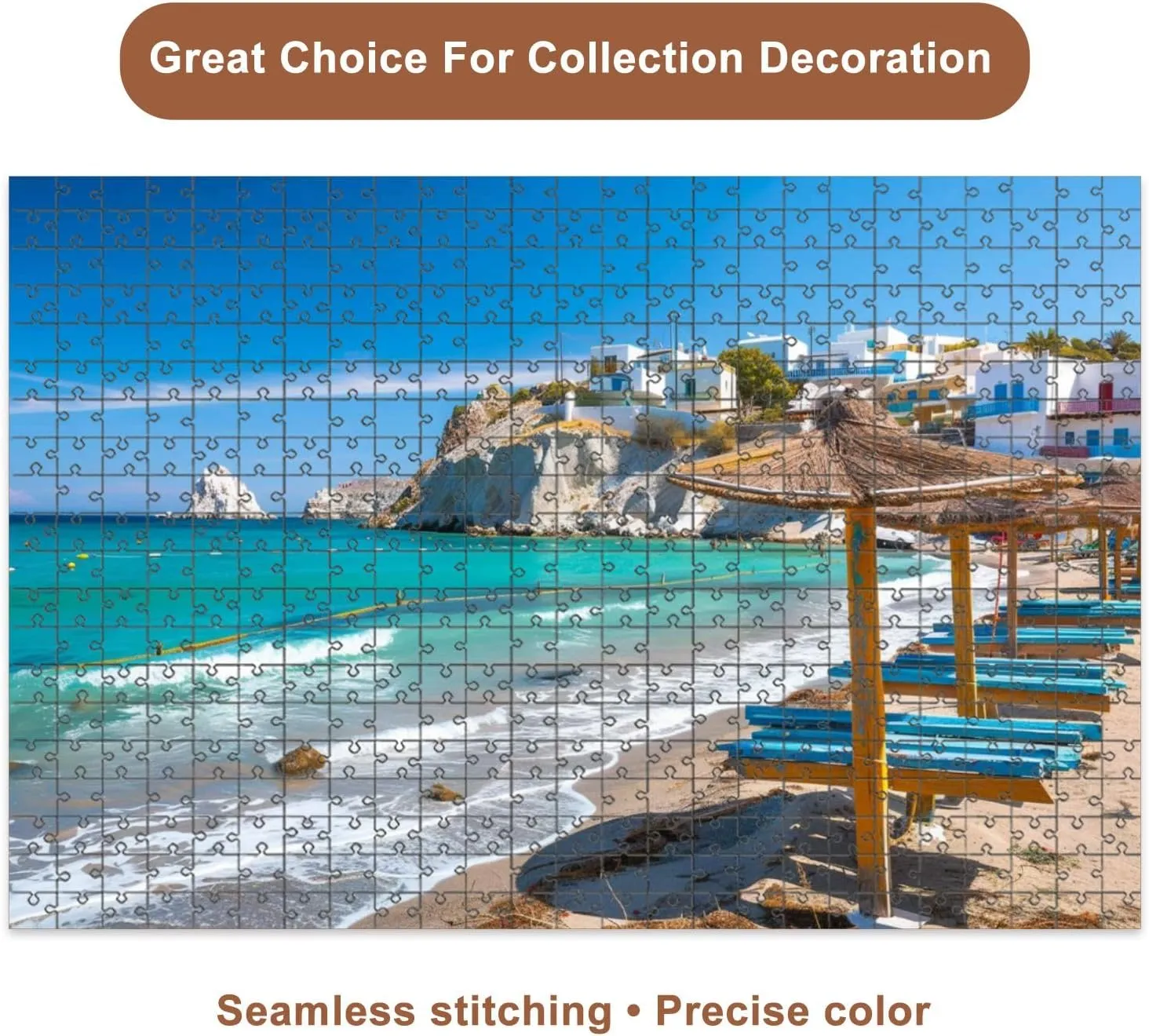 Jigsaw Puzzles 1000 Pieces for Adult Beach Fishing Village Firapotamos Milos Island Greece Puzzle Game for Family Wooden Puzzle Toy Educational Games Puzzles for Home Decor