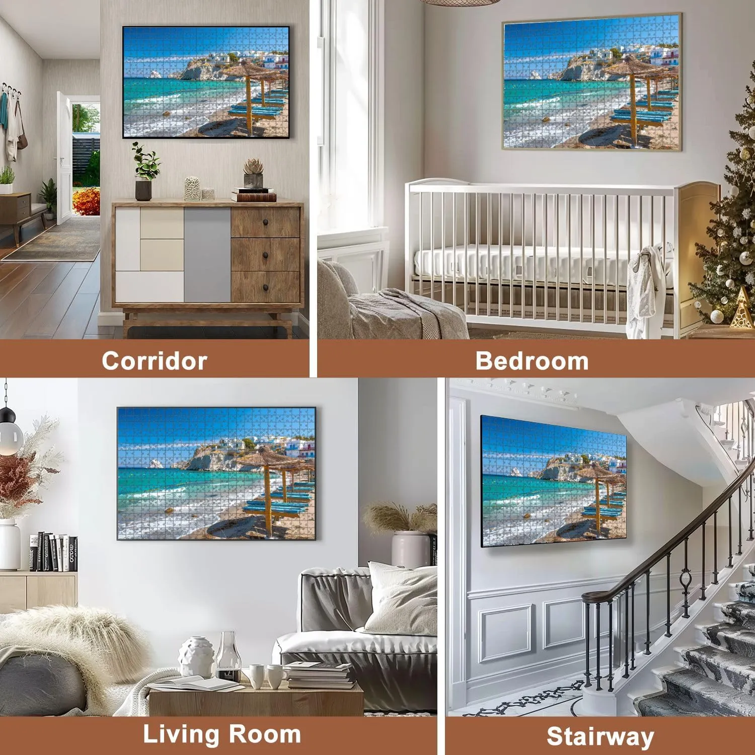 Jigsaw Puzzles 1000 Pieces for Adult Beach Fishing Village Firapotamos Milos Island Greece Puzzle Game for Family Wooden Puzzle Toy Educational Games Puzzles for Home Decor
