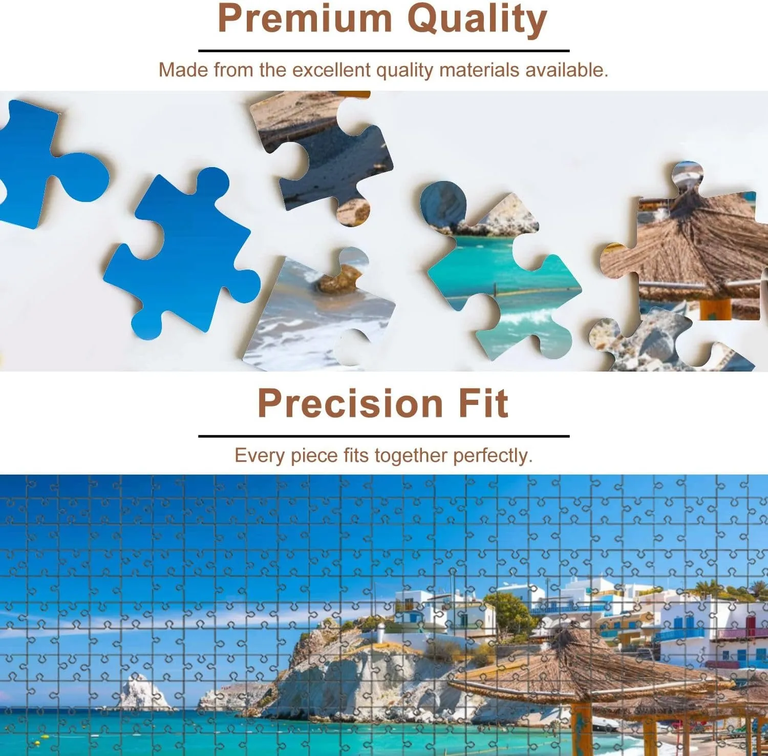 Jigsaw Puzzles 1000 Pieces for Adult Beach Fishing Village Firapotamos Milos Island Greece Puzzle Game for Family Wooden Puzzle Toy Educational Games Puzzles for Home Decor