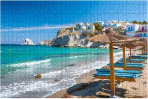 Jigsaw Puzzles 1000 Pieces for Adult Beach Fishing Village Firapotamos Milos Island Greece Puzzle Game for Family Wooden Puzzle Toy Educational Games Puzzles for Home Decor