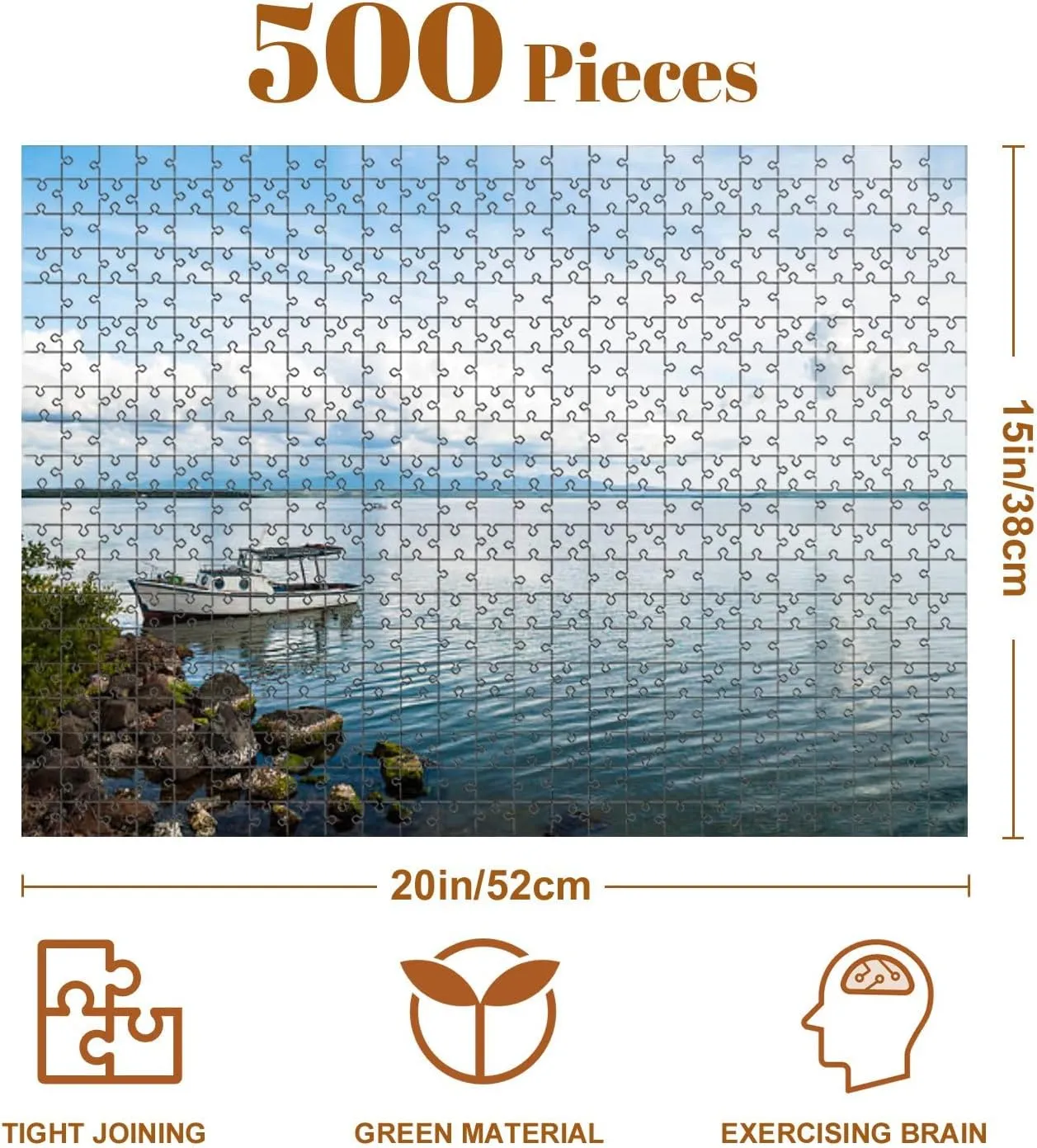 Jigsaw Puzzles 500 Pieces for Adult Fishing Boat Puzzle Game for Family Wooden Puzzle Toy Educational Games Puzzles for Home Decor