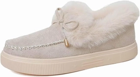JOEupin Women's Winter Flat Boots Comfortable Faux Fur Lined Suede Indoor Outdoor Anti-Slip Classic Flat Ankle Bootie