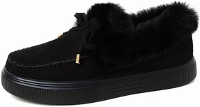 JOEupin Women's Winter Flat Boots Comfortable Faux Fur Lined Suede Indoor Outdoor Anti-Slip Classic Flat Ankle Bootie