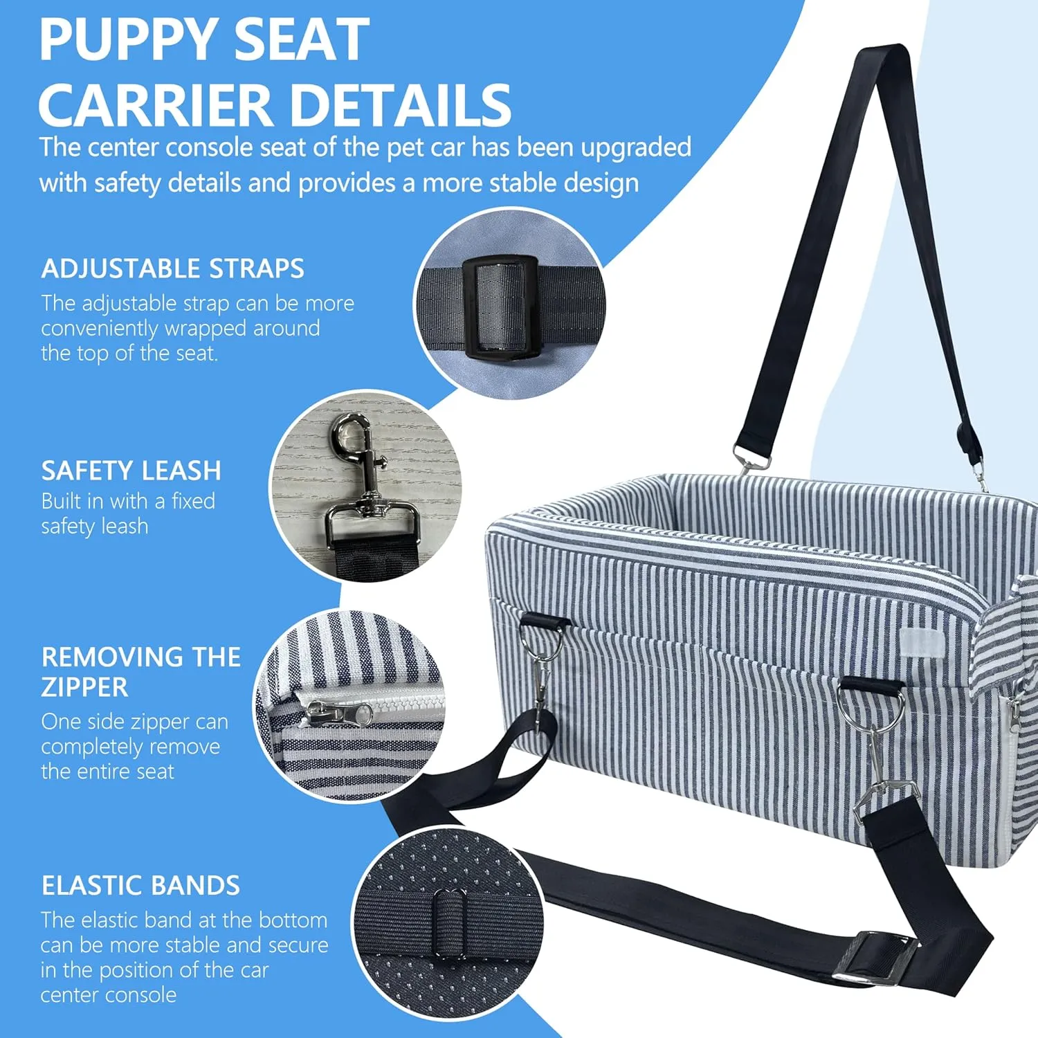Johnear Puppy Dog Booster Seat for Small Dog up to 20 lbs Outing Car Travel, 3 in 1 Portable Pet Handbag Sofa Dog Car Center Console Seat ，Pet Carrier with Safety Belt for Passenger Seat