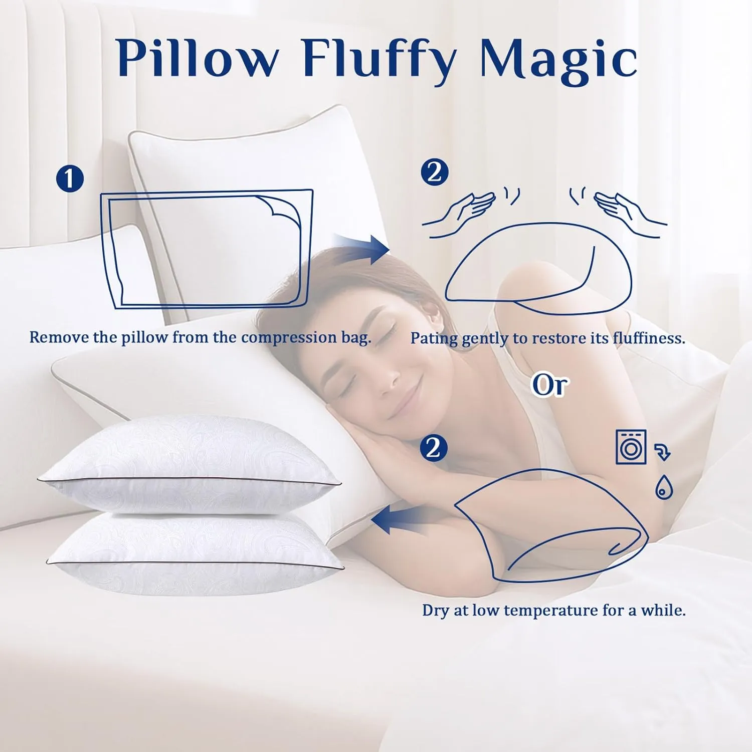 JOLLYVOGUE Pillows Queen Size Set of 4 for Sleeping, Soft and Supportive Bed Pillow with Down Alternative Filling for Side and Back Sleepers, Hotel Collection, 30x20 Inches