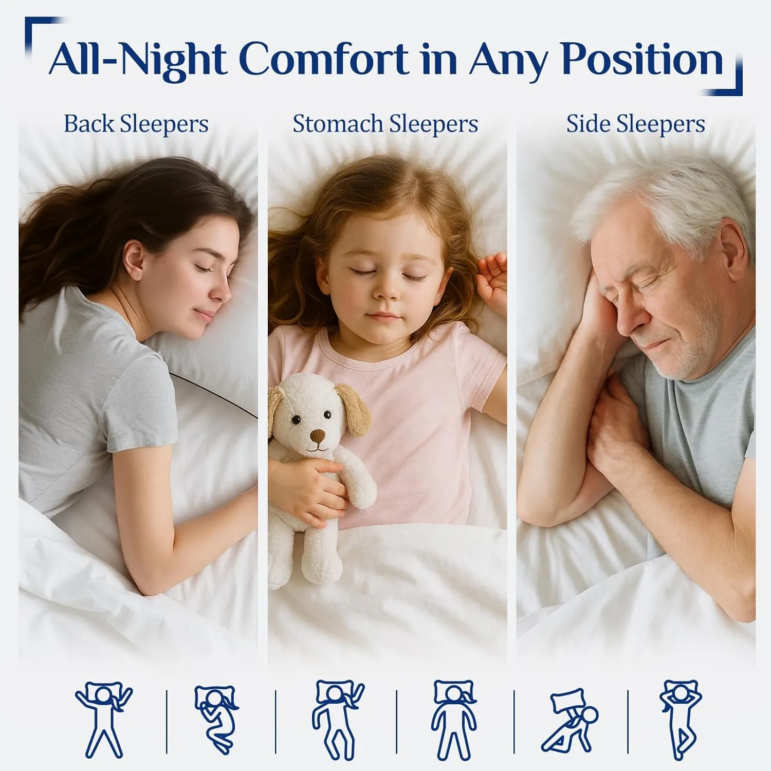 JOLLYVOGUE Pillows Queen Size Set of 4 for Sleeping, Soft and Supportive Bed Pillow with Down Alternative Filling for Side and Back Sleepers, Hotel Collection, 30x20 Inches