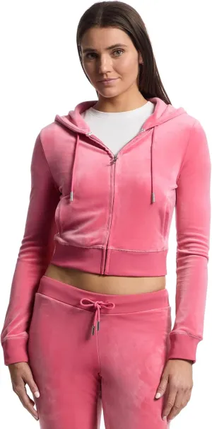 Juicy Couture Women's Solid Classic Juicy Hoodie with Back Bling