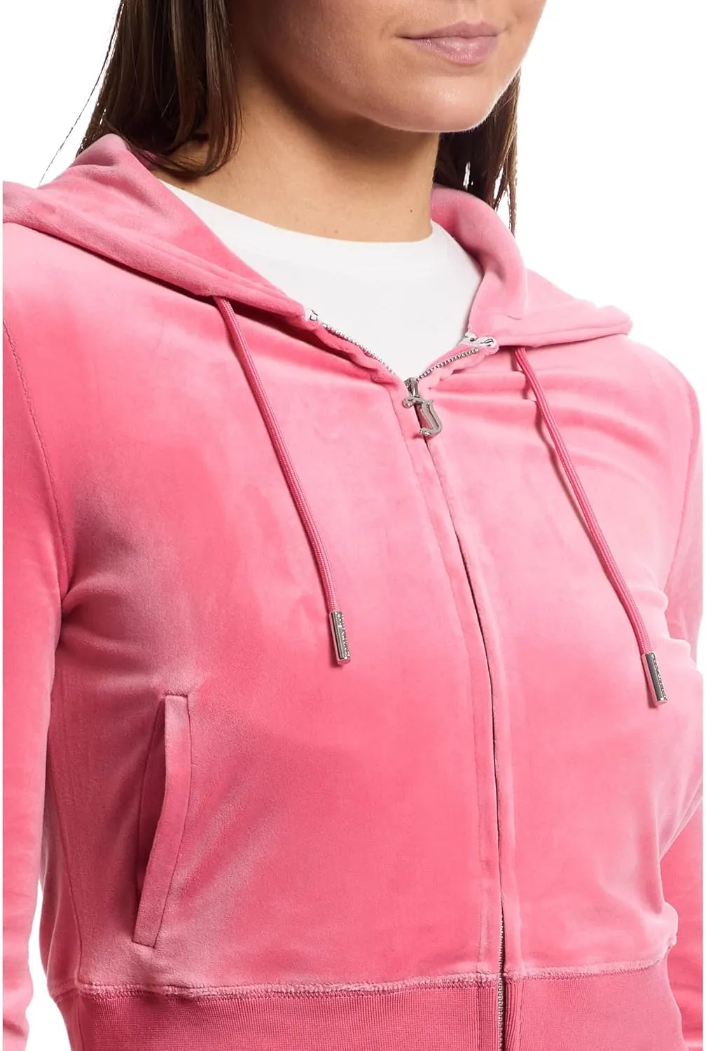 Juicy Couture Women's Solid Classic Juicy Hoodie with Back Bling