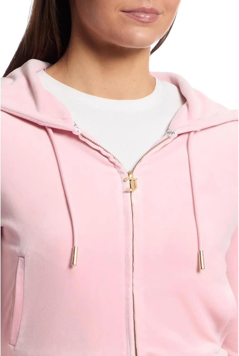 Juicy Couture Women's Solid Classic Juicy Hoodie with Back Bling