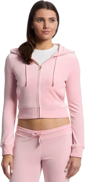 Juicy Couture Women's Solid Classic Juicy Hoodie with Back Bling