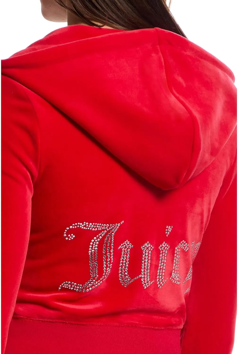 Juicy Couture Women's Solid Classic Juicy Hoodie with Back Bling
