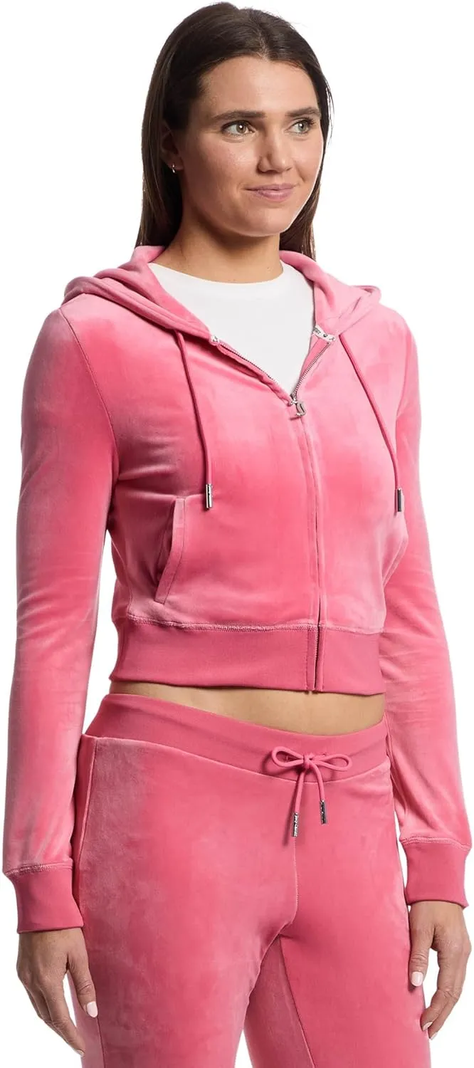 Juicy Couture Women's Solid Classic Juicy Hoodie with Back Bling