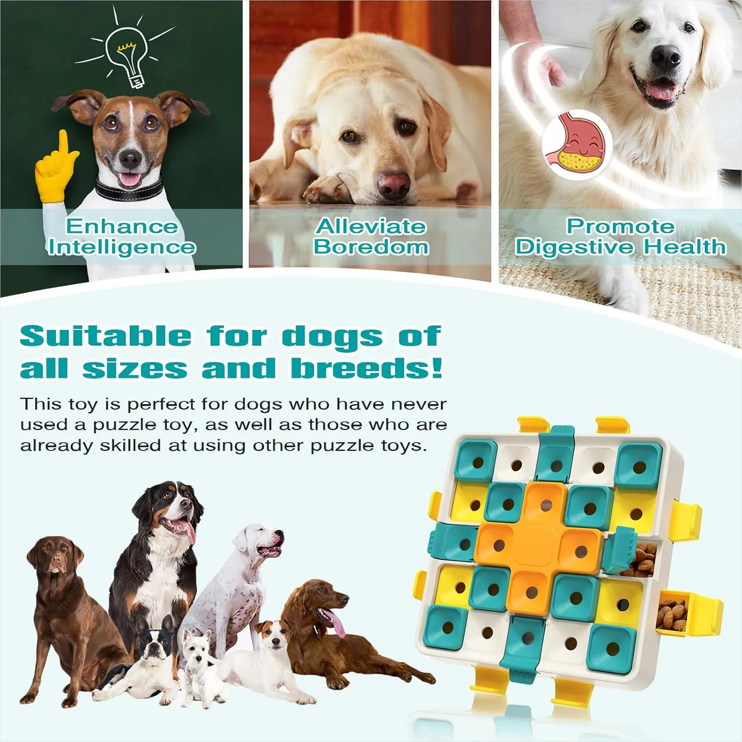 KADTC Puzzle Toys Level 2 in 1 Advance Educational For Smart Small/Medium/Large Dogs Intelligence Learning Toy Keep Busy Puppy Boredom Buster Interactive Brain Mental Stimulation Treat Enrichment Game