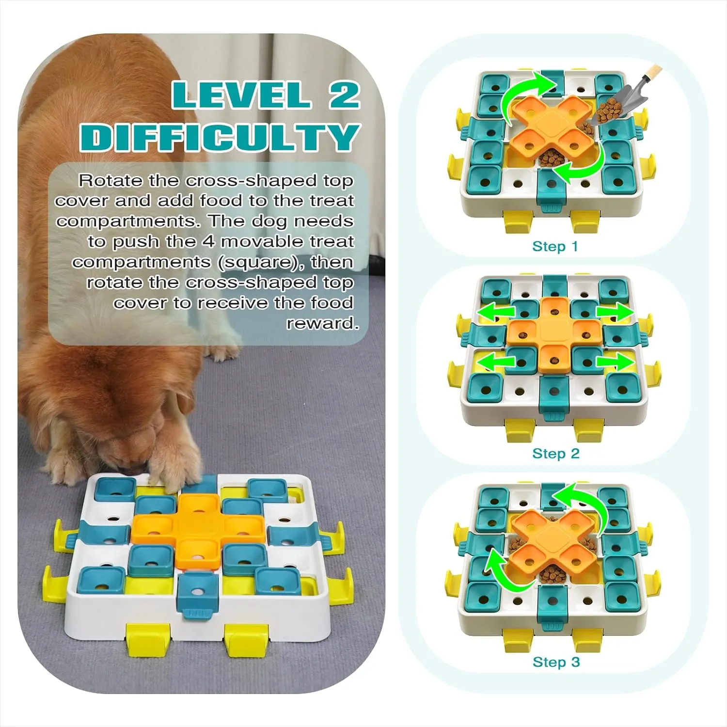 KADTC Puzzle Toys Level 2 in 1 Advance Educational For Smart Small/Medium/Large Dogs Intelligence Learning Toy Keep Busy Puppy Boredom Buster Interactive Brain Mental Stimulation Treat Enrichment Game