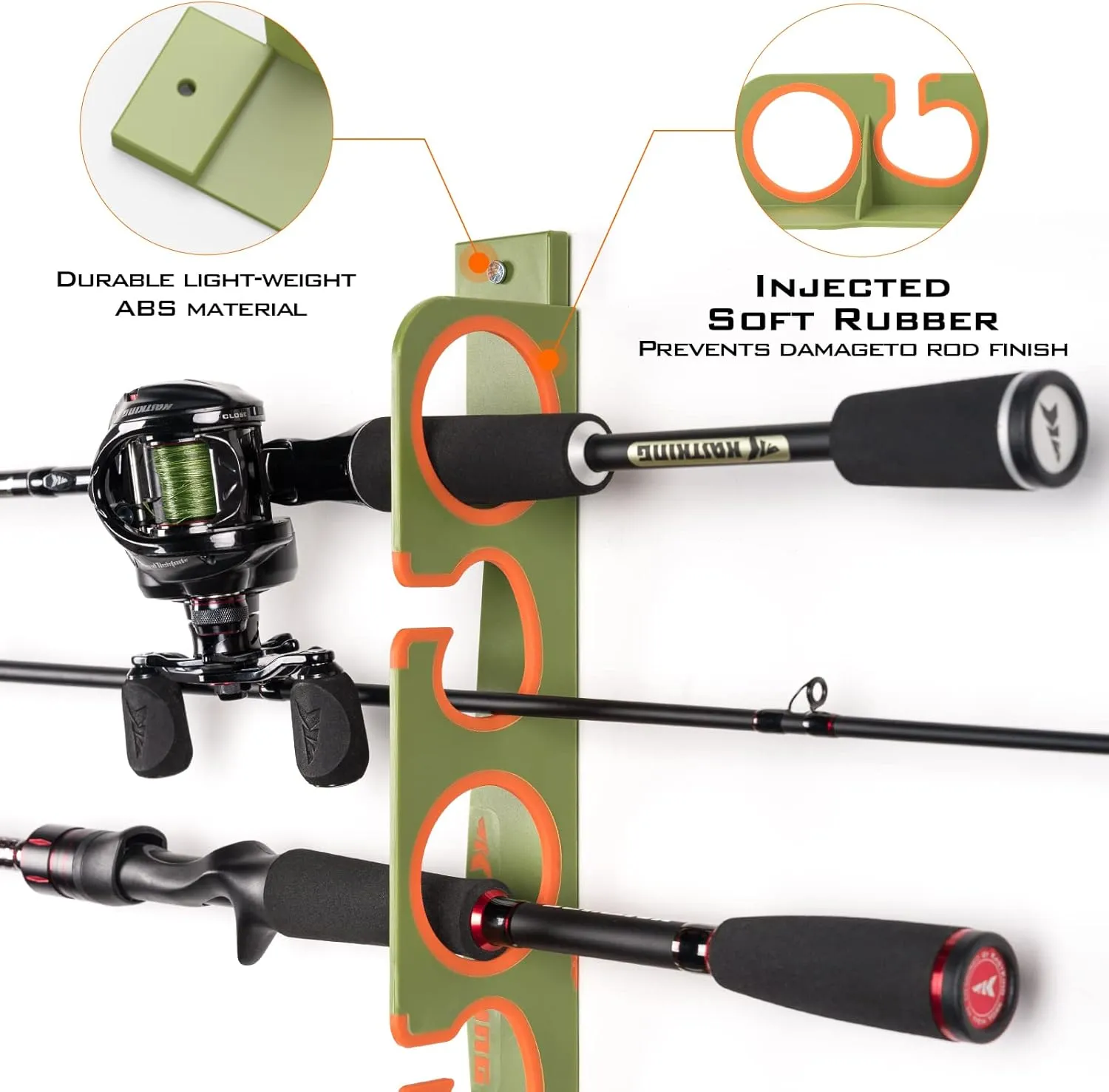 KastKing SafeGuard Fishing Rod Holder for Garage, Wall or Ceiling Mounted Fishing Rod Rack Storage Organizer, Fishing Pole Holder Holds 12 Rods or Combos in Less Than 36 Inches