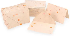 Kathmandu Valley Co. 50 Vintage 4x6 Handmade Lokta Paper Nepali Cherish Greeting Cards & Matching Decorative Flower Petal Envelopes. Folded blank cards. Handmade In Nepal. (Marigold)