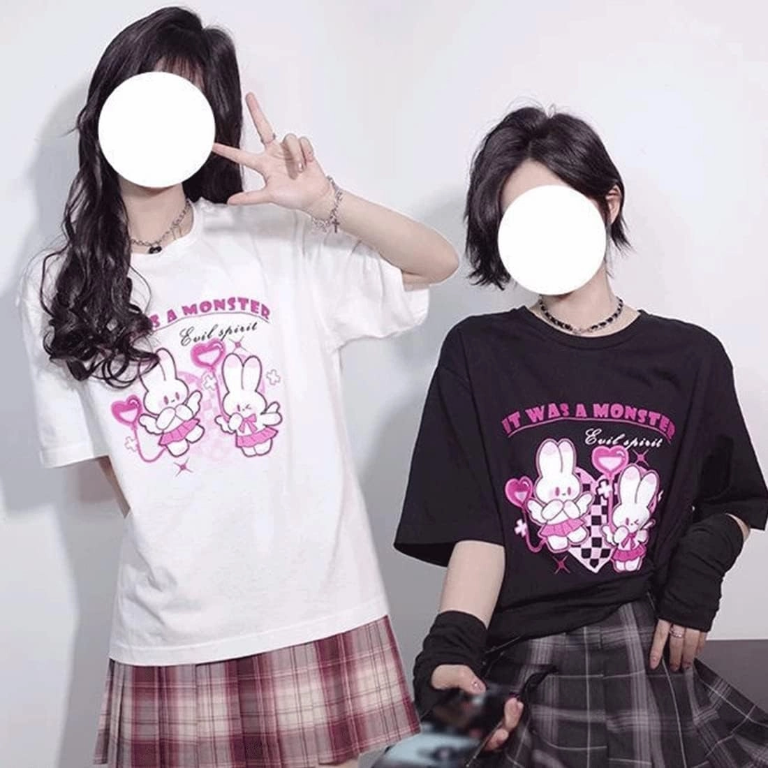 Kawaii Clothes Japanese Style Pastel Goth Casual Crewneck Soft Cartoon Cute Bunny Print T-Shirt